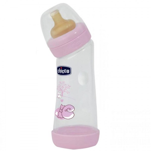 chicco biberon angular 250ml flujo normal 0m rosa