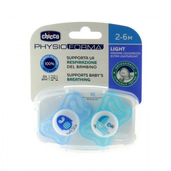 chicco chupete physio light azul 2 6m 2u