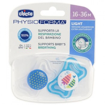 chupete silicona chicco physio light 16 36m azul
